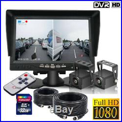 1080P 7 Split Screen Monitor DVR 4PIN AHD Front Rear View Camera+32GB For Truck