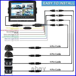 1080P 9 Quad Monitor DVR Backup Camera with32GB For Truck RV Trailer Reversing
