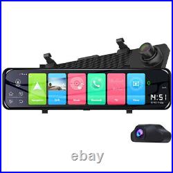 1080P HD 12 Android 8.1 4G WIFI 2CH Car GPS Rearview Mirror Dash Cam Recorder