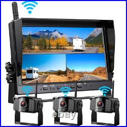 1080P Wireless RV Backup Camera System 10.1'' DVR Quad Monitor for Truck/Trailer