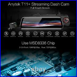 10 1080P Video Camera Dash Cam Car Rear View Mirror DVR ADAS Anytek T11 PLUS
