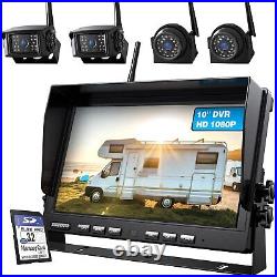 10'' 1080P Wireless Backup Camera System Kit DVR Waterproof Reversing Monitor