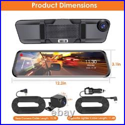 10 12 Dash Cam Mirror 4K GPS Car Rear View Backup Dual Camera Night Vision