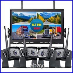 10.1 Quad DVR Digital Wireless Monitor 4x Backup Side RearView Camera for Truck
