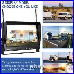 10.1 Quad DVR Digital Wireless Monitor 4x Backup Side RearView Camera for Truck