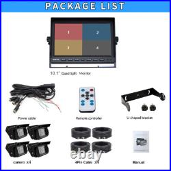 10.1 Quad Monitor 4 CCD Rear View Backup Camera System For Trailer Truck RV Bus 10.1 Quad Monitor 4 CCD Rear View Backup Camera System For Trailer Truck RV Bus
