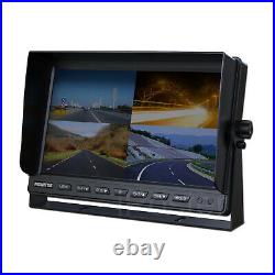 10.1 Quad Monitor 4ch 4PIN Video In+4x CCD Color Rear View Camera 4x 10m Truck