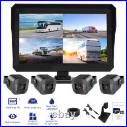 10.1 Quad Monitor DVR 4 Dash Cam Rear View Backup Camera for Truck Semi Trailer