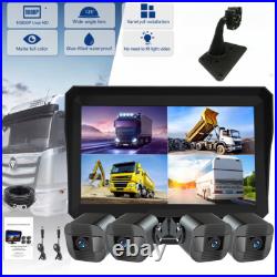 10.1 Quad Monitor DVR 4 Side Rear View Reversing Camera For Truck Trailer BUS