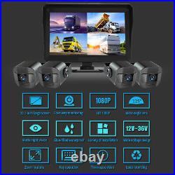 10.1 Quad Monitor DVR 4 Side Rear View Reversing Camera RV Truck Trailer BUS