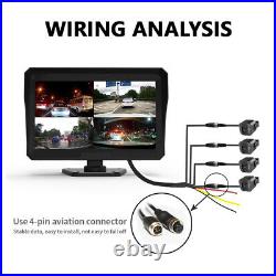 10.1 Quad Monitor DVR 4 Side Rear View Reversing Camera RV Truck Trailer BUS