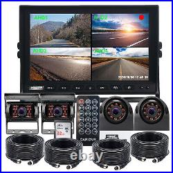 10.1 Quad Monitor DVR Max 256GB 4x 4PIN 1080P AHD IR Rear View Camera For Truck