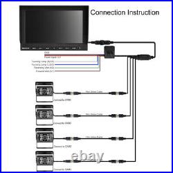 10.1 Quad Monitor Split Screen 4PIN CCD Front Rear View Backup Camera Truck Bus