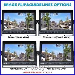 10.1 Quad Monitor Split Screen 4PIN CCD Front Rear View Backup Camera Truck Bus
