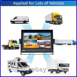 10.1 Quad Monitor Split Screen 4PIN Heavy Duty Rear View Backup Camera Truck RV