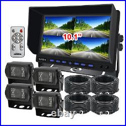 10.1 Quad Monitor Splitscreen 4x 4 PIN CCD Color Rear View Camera 4x 10m Truck