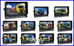 10.1 Quad Monitor Splitscreen 4x 4 PIN CCD Color Rear View Camera 4x 10m Truck