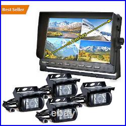 10.1 Quad Split Monitor +4X CCD Rear View Backup Camera System For Bus Truck RV