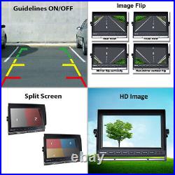 10.1 Quad Split Monitor Screen 4PIN 4X CCD Rear View Backup Camera for Truck RV