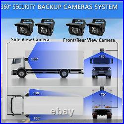 10.1 Quad Split Monitor Screen 4X Rear View Backup Camera Kit For Bus Truck RV