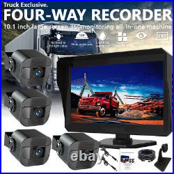 10.1 Truck Quad Monitor Dash Cam DVR Record 4x 4CH Channel HD 360° View Camera