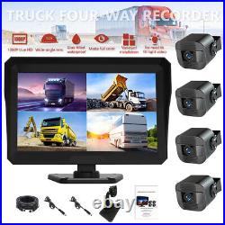 10.1 Truck Quad Monitor Dash Cam DVR Record 4x 4CH Channel HD 360° View Camera