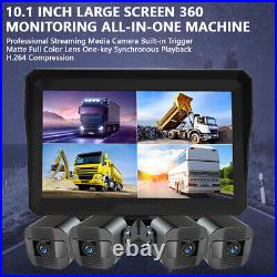 10.1 Truck Quad Monitor Dash Cam DVR Record 4x 4CH Channel HD 360° View Camera