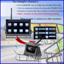 10.1 Wireless Monitor DVR 3x Solar Magnet Standby Rear View Camera For Truck RV