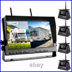 10.1 Wireless Monitor DVR 4x Solar Magnet Standby Rear View Camera For RV Truck