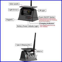 10.1 Wireless Monitor DVR 4x Solar Magnet Standby Rear View Camera For RV Truck