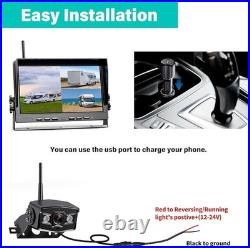 10.1 Wireless Solar Magnetic 9600mA Backup Camera IPS Monitor DVR for Truck RVs