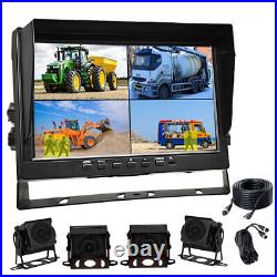 10.1 in Quad Monitor DVR 4 Backup Camera Side Rear View For Truck Trailer RV Bus
