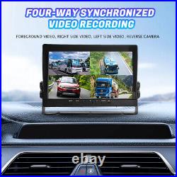 10.1 in Quad Monitor DVR 4 Backup Camera Side Rear View For Truck Trailer RV Bus