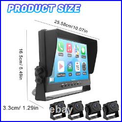 10.1 in Quad Monitor DVR 4 Backup Camera Side Rear View For Truck Trailer RV Bus