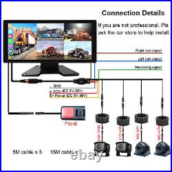 10.36 5ch Monitor 1080P Backup Camera IR AHD Night Vision For Truck 360 View