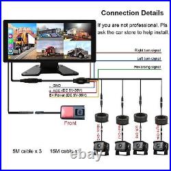 10.36 DVR Monitor 5x 1080P Front Dash Cam Side Rear View Camera For Caravan Rv