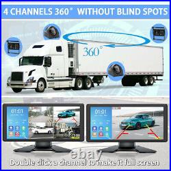 10.36 IPS Quad Monitor DVR 4 Backup Rear View Camera For Truck Trailer RV Bus