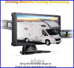 10.36 Quad Monitor DVR 1080P Mirror Arm Rear View Backup Cameras Truck Caravan
