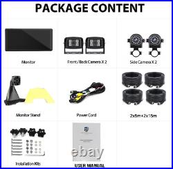 10.36 Quad Monitor DVR 1080P Mirror Arm Rear View Backup Cameras Truck Caravan