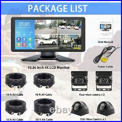 10.36 Touch Screen DVR Monitor Bluetooth USB Heavy Duty Rear View Camera Kit