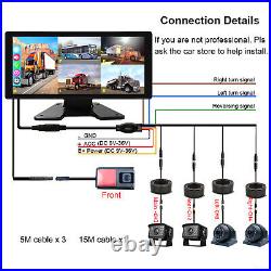 10.36 Touch Screen DVR Quad Monitor 5x Front Dash Cam Side Backup Camera RV Kit