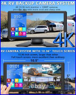 10.36'' Touch Screen Quad DVR Monitor BT Rear View Backup Camera for Truck Bus