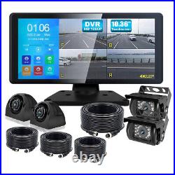 10.36 Touch Screen Quad Monitor DVR Bluetooth+360° View Front Side Rear Cameras