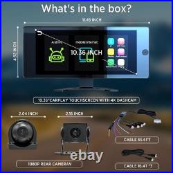 10.36 Wireless CarPlay Screen 4CH Dash Cam with Android Auto with Backup Camera