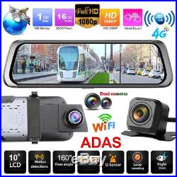 10 Bluetooth WiFi 4G ADAS GPS Navi FHD Car DVR Camera Rear View Parking Monitor