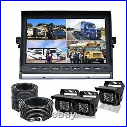 10 Quad Monitor+4x 4PIN CCD IR Rear View Backup Camera+4x 10m Kit For Truck Van