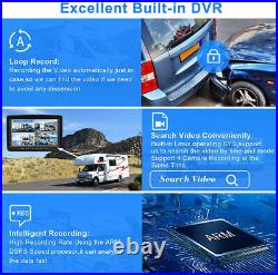 10 Quad Monitor DVR Dash Cam Rear View Backup Camera for Truck Semi Trailer RV