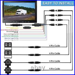 10'' Quad Split DVR Dash Cam Rear View Camera Kits for Truck Semi Trailer RVs