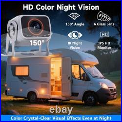 10'' RV Backup Camera Wired System, 4 HD 1080P Rear View IP68 Waterproof 150°