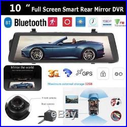 10 Rear View Mirror Reverse Camera Wireless Dual Lens Car DVR GPS Navigator